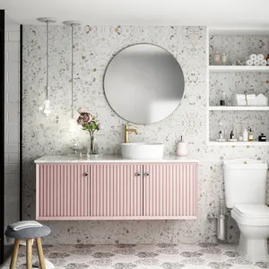 48 polegadas único pia moderna rosa banheiro de luxo vanity com mármore top