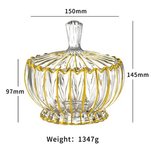 Tarro de cristal decorativo de mesa de diseño escandinavo de lujo con azucarero Sterak de línea dorada para boda - Product Image 6