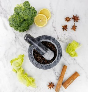 Mortero de Mármol Ecológico y Elegante para Cocina, Piedra de Moler Pulida para Ajo, Apto para Uso Alimentario, Nuevo Modelo - Product Image 3