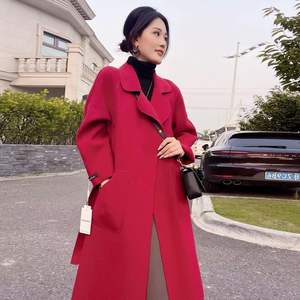 Cappotto Invernale da Donna in Stile Coreano, Tinta Unita, Nuovo Modello con Vita Stretta, Doppio Strato in Cashmere e Lana, Colletto a Risvolto - Product Image 3