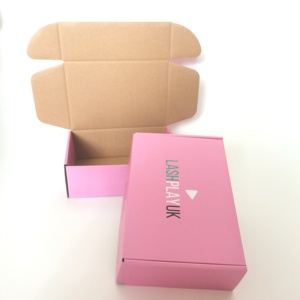Luxury Pink Embossed Kraft Corrugated Shipping Mailer Box Eyelash Packaging Box Packaging Gift Paper Boxes Custom Logo