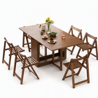 Ensemble de table carrée extensible et pliable multifonctionnelle en bois massif de style rondin, mobilier de restaurant moderne et minimaliste mobile