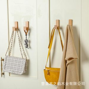 <b>Wooden</b> <b>Coat</b> <b>Hooks</b> Wall Mounted Self Adhesive Rectangle Shape For Entryway Storage Rack - Product Image 3