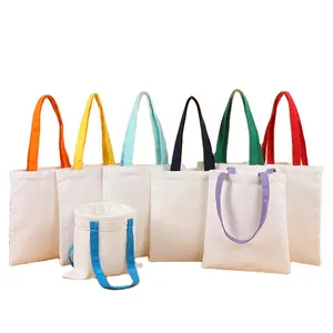 Custom Your Own Logo Printed Shopping Bags Canvas Cotton Tote Bag Blank Calico Shopper Beach Women's Tote Bag