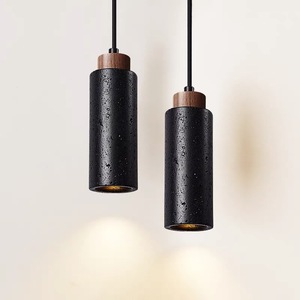 Luminaire suspendu en travertin noir, rond, à LED, à tête unique, éclairage pour chambre d'hôtel - Product Image 1
