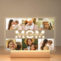 Lampe de nuit LED 3D en acrylique avec base en bois de hêtre en forme de U, décoration de bureau, cadeau de Noël créatif