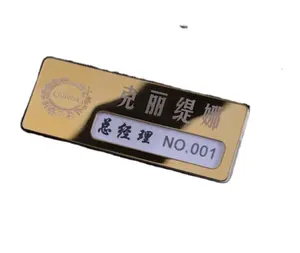 MY108 Reutilizável Personalizado De Aço Inoxidável Nome Emblema Pin Nome Tag Para Empregado