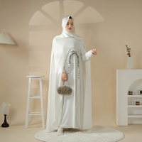 Nouveau Design Vente Chaude Tenue Modeste Couleur Unie Abaya Cape à Paillettes de Dubaï Vêtement Ethnique Islamique Robe de l'Aïd