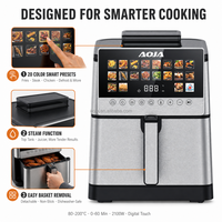 Friteuse à air numérique professionnelle personnalisée, sans huile, à écran tactile couleur rapide, en acier inoxydable, pour la maison, avec fonction vapeur