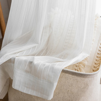 Rideaux en tulle blanc moderne transparent de qualité supérieure, tissu en polyester rayé transparent de qualité supérieure pour la décoration de la porte de salon, occultant