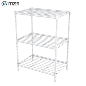 Étagère de rangement portable MZG moderne à 3 niveaux en acier au carbone blanc thermolaqué pour salle de bain, armoire, salon - Product Image 2