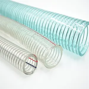Manguera de PVC transparente y Flexible, no tóxica, con espiral de PVC, alambre de acero reforzado, transparente con líneas