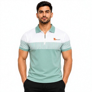 Chemise polo de golf pour homme, 230 GSM, coton et élasthanne, tissu extensible, vêtements de performance, fournisseur OEM, chemises polo pour homme en vente - Product Image 1