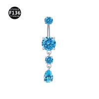 Gaby Nouveau Anneau de nombril long en titane ASTM F136 à surface lisse, Vente en gros de bijoux de piercing pour le nombril