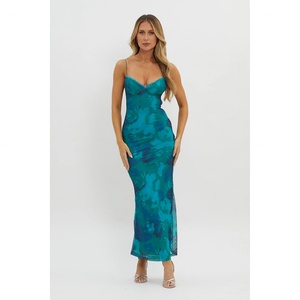Soldes d'été : Robe longue femme dos nu, sexy, élégante, décontractée, pour les vacances, style licou, tie-dye, effet enveloppant, tissée, taille naturelle, lavable - Product Image 4