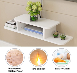 Mensola <span class=keywords><strong>TV</strong></span> Sospesa a Parete, Console Multimediale, Ripiani per Router e DVD, per PS4/Decoder/Console di Gioco e Dispositivi di Streaming - Product Image 5