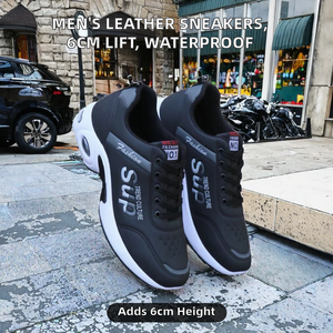 Zapatillas Deportivas de Malla de Cuero Artificial para Hombre de Invierno, Zapatos Blancos Casuales que Aumentan la Estatura, Estilo Alto, Impermeables, Antideslizantes - Product Image 2