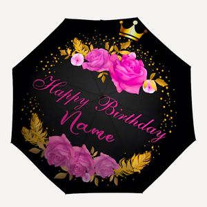 1 Parapluie Personnalisé avec Nom et Rose, Sans Minimum de Commande, Cadeau Floral Personnalisé, Impression UV, Commande Unique, Paraguas Personalizado - Product Image 1