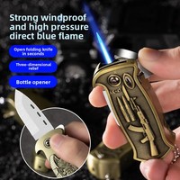 Briquet coupe-vent créatif et décapsuleur multifonctionnel, couteau pliant de camping extérieur