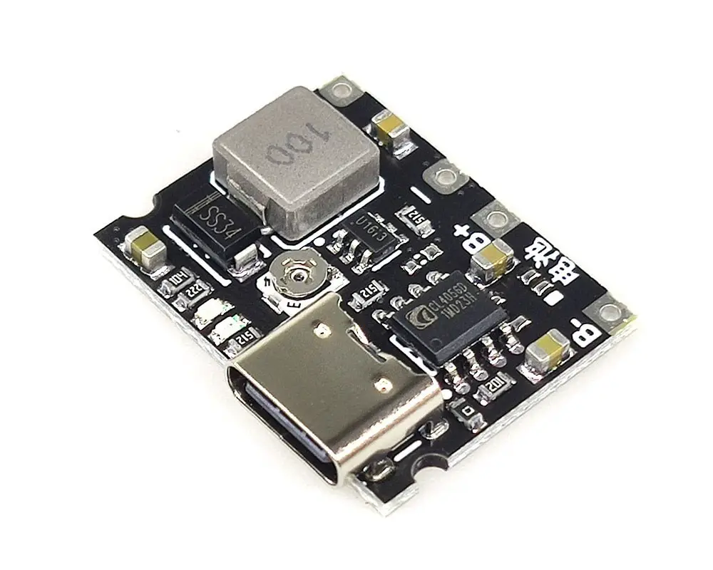 3.7V a 9V 5V 2A DC-DC Step Up Boost Módulo 18650 Bateria de Lítio Carregamento Placa de Descarga Tipo-C DC Booster Converter Module