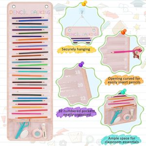 Organizador de pared plegable de tela con 32 bolsillos para lápices, almacenamiento para aulas y oficinas, para colocar detrás de puertas o en paredes - Product Image 4