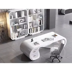 Weißer Luxus gebogener runder moderner Design möbel tisch CEO Schreibtisch Executive Office Desk