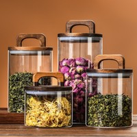 Pot à café avec couvercle à poignée de style américain, récipient de rangement rétro pour aliments, pot de conservation en verre hermétique et anti-humidité