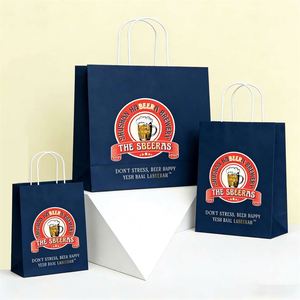 Custom <b>Extra</b> <b>Large</b> Kraft Paper Bag with Twisted Handle for Fast Food Takeaway <b>Printed</b> Logo Eco Reusable Wholesale - Product Image 1