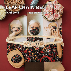 Cinturón Elástico Extensible con Hebilla de Aleación de Metal con Diseño de Hojas para Mujer, con Cadena de Metal - Product Image 2