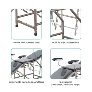 Cama de Examen Ginecológico y Obstétrico de Acero Inoxidable, Económica, con Altura Ajustable de 5-8 cm, con Colchón - Product Image 4
