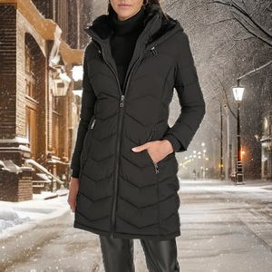 OFTBUY Blouson Bomber Matelassé Long Coupe-Vent pour Femme avec Bordure en Véritable Fourrure de Renard, Manches Lanterne Surdimensionnées, Vente en Gros, OEM Personnalisé, Faible MOQ, Livraison Rapide - Product Image 2