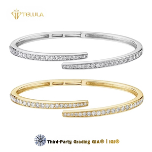 Exquisite Synthetic Diamond <strong>Bangle</strong> 14k <strong>Solid</strong> <strong>Gold</strong> Lab Grown Diamond Lab Grown Diamond Tennis Bracelet - Product Image 1