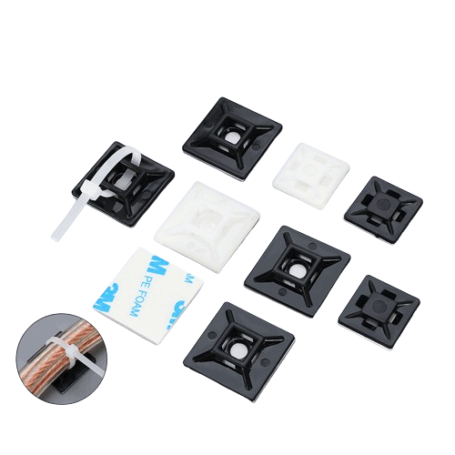 Factory 19.5*19.5 Squares Cable Tie Anchors Zip Mounts Self-Adhesive Nylon and Plastic Cable Wire Tie Base Holder Squares
