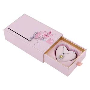 목걸이 반지 상자 사용자 정의 시적 시리즈 핑크 사랑 여자 친구 보석 홈 고백 독점