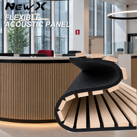 Panneau mural acoustique flexible en lattes de bois, design décoratif pour bureau, hall d'accueil, hôtel et intérieur commercial