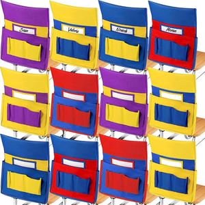 Organisateur de chaise de classe jaune en gros, pochette élastique pour dossier de chaise, rangement pour chaise d'étudiant, pour fournitures de bureau et scolaires - Product Image 1