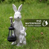 Statues de jardin solaires YACHEN, décorations de Pâques, statue de lapin en résine avec lumières LED pour patio, cadeaux de Pâques