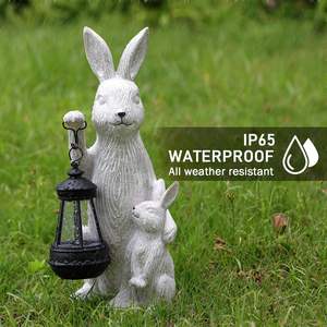 Statue da Giardino Solari YACHEN Decorazioni Pasquali Statua di Coniglio in Resina con Luci LED per Patio Regali di Pasqua - Product Image 3