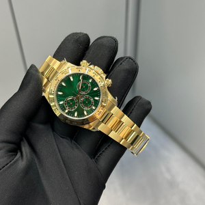 Relojes Mecánicos para Hombre, Reloj de Metal, Reloj Automático de Lujo a la Moda para Hombre, Esfera Verde Brillante, Dorado Amarillo, 40 mm, Cronógrafo - Product Image 2