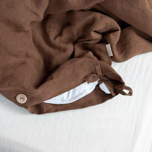 ชุดเครื่องนอนผ้าลินินและ100หรูสำหรับโรงแรมกำหนดเองได้สำหรับบ้านปลอกหมอนผ้านวมพร้อมกระดุมที่ปิด - Product Image 3