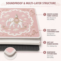 Tapis de mahjong en caoutchouc de style chinois, antidérapant, rose, motif éléphant et lotus, pour la maison et les soirées de jeux en famille, cadeau décoratif