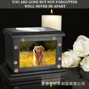 Wooden pet <b>urn</b> with photo frame, pet coffin box, <b>cat</b> and dog funeral supplies, pet <b>urn</b> memorial box - Product Image 2