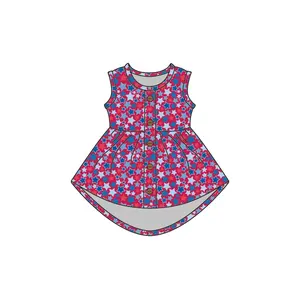 Liangzhe ODM/OEM 2024 Pre-sale custom children's floral print girls summer dress sleeveless girls dress