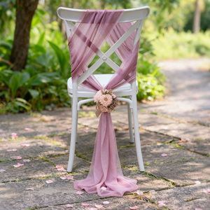 Fascia per sedia da matrimonio all'ingrosso in organza, decorazione per schienale sedia, fiocco in <span class=keywords><strong>tulle</strong></span>, coprisedia per banchetti hotel - Product Image 2