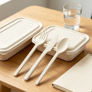 Vaisselle écologique compostable CPLA, couverts jetables biodégradables, cuillère, couteau, fourchette pour le camping et la restauration - Product Image 2