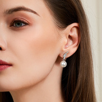Boucles d'oreilles en argent sterling 925 avec perle, nouveau design tendance, perle d'eau douce naturelle