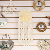 Solid Wood Rattan Woven Tassel Wall Hanging Decor Cotton Rope Woven Homestay Background Wall Decoration Tapestry