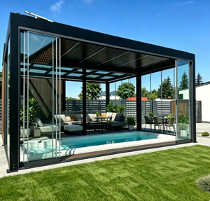 Pergola bioclimatique en aluminium motorisée, pergola extérieure en aluminium, pergola rétractable, auvent imperméable, abri solaire - Product Image 5