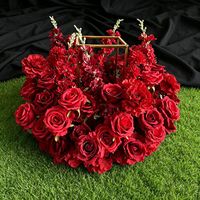 Arreglo floral de seda blanca y roja en forma de bola para centro de mesa de boda, suave y elegante, para decoración de mesa del Día de la Madre y uso en paredes.