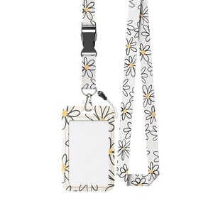 Oval-shaped card holder with back <b>clip</b>, double-sided UV printed flower pattern, easy-pull <b>buckle</b>, lanyard set, wholesale, - Product Image 5
